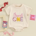 thumbnail image 2 of Bagilaanoe Newborn Baby Girl Boy Summer Rompers Letter Embroidery Short Sleeve Bodysuits 6M 12M 18M Infant Casual One Piece Short Jumpsuit, 2 of 8