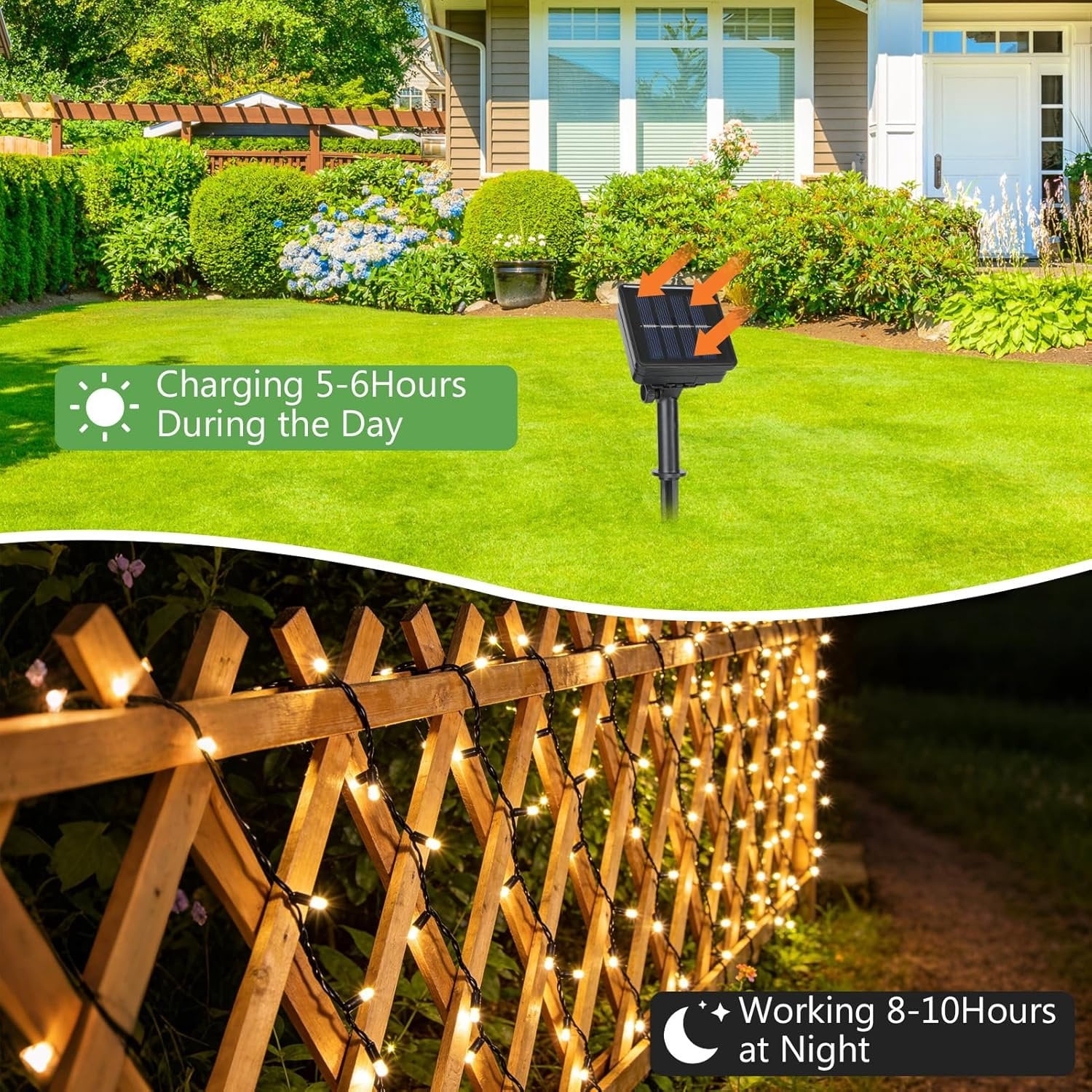4 Pack Solar String Lights, Total 132Ft 400 LED Solar  Twinkle String Lights  with 8 Lighting Modes Green Wire for Patio Garden Party Yard Wedding Decors (Warm White)