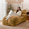 thumbnail image 2 of Aukfa Chaise Lounge, Bean Bag Sofa for Stretching, Relaxation, High Density Foam Recliner, Brown, 2 of 8