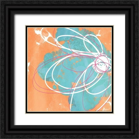 Grey Jace 26x26 Black Ornate Wood Framed with Double Matting Museum Art Print Titled - Summer Scribble Two