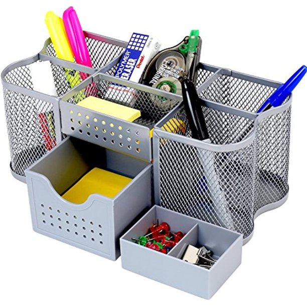 DecoBros Desk Supplies Organizer Caddy, Silver