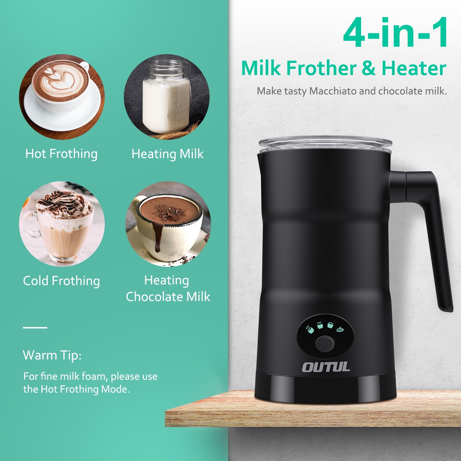 Matt Blue Newoer Electric Milk Frother and Warmer,4 in 1 Automatic Milk Frothers 400W Automatic Milk Foam Maker with Hot /& Cold Milk Functionality for Latte Coffee Hot Chocolates Cappuccino