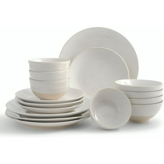 Sango Siterra 16-Piece White Stoneware Dinnerware Set