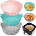 thumbnail image 1 of 3 Pack Pot en Silicone pour Friteuse à Air Chaud, Doublures en Silicone pour Friteuse à Air Réutilisables, Accessoires pour Friteuse à Air, Plateau d'Insertion, Remplacement du Papier Parchemin Jetable pour Pot de 3,5-7qt (Bleu + Gris + Rose, 7,8 Pouces), 1 of 7