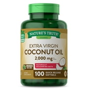 Coconut Oil Capsules 2000 mg | 100 Softgels  | Naturally Occuring MCTs |  Non-GMO & Gluten Free | By Nature's Truth
