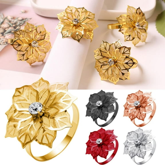 Napkin Buckle*1 Clearance! Nomeni Napkin Ring Stainless Steel Flower Napkin Buckle European High End Napkin Ring, Room Decor Promotion Sale! Black