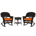 thumbnail image 1 of Jeco 3pc Wicker Rocker Chair Set in Espresso with Orange Cushion, 1 of 11