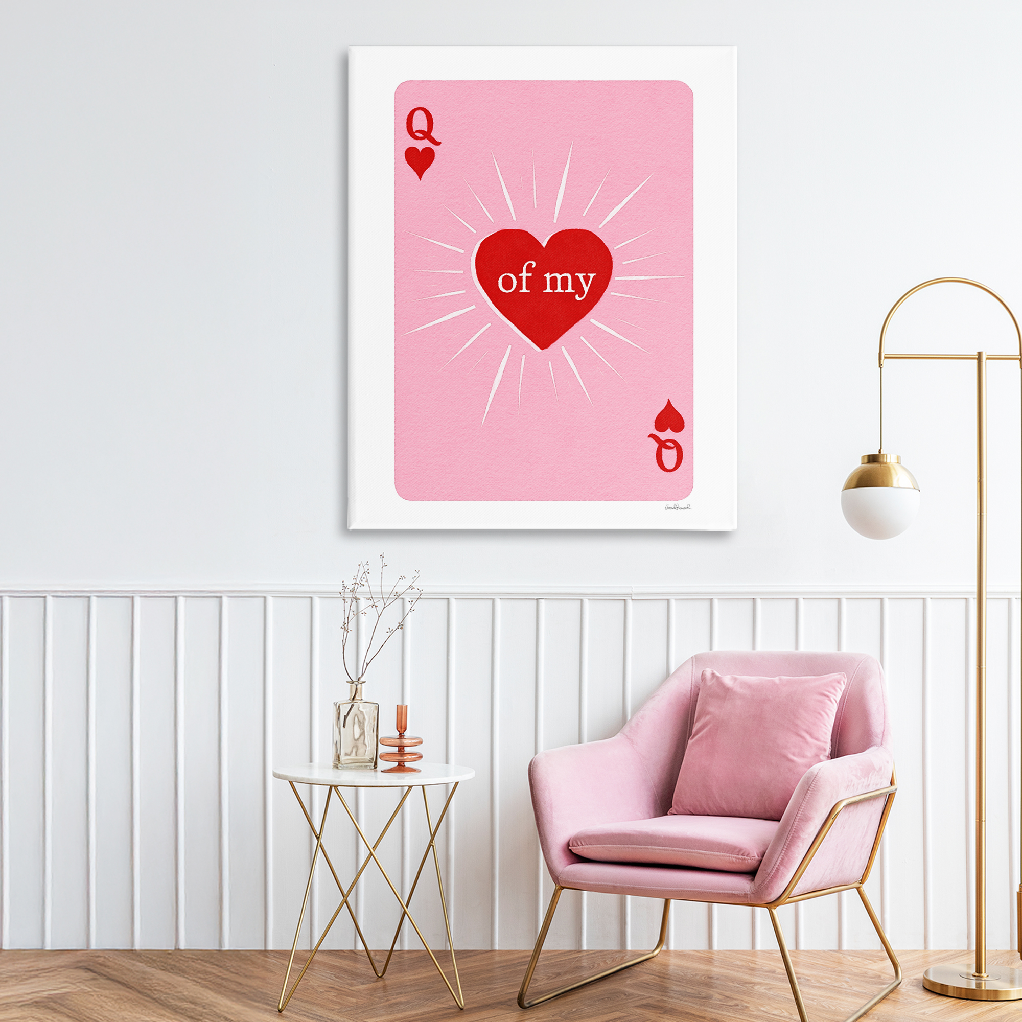 Queen Of My Heart Card Canvas Wall Art, design by Amanda Greenwood