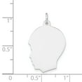 thumbnail image 2 of Beautiful 14k White Plain Medium.011 Depth Facing Left Engravable Boy Charm, 2 of 2