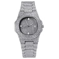 thumbnail image 1 of EeaseMX Reloj de pulsera de circonita para hombre, reloj de diamantes de imitación, reloj de cuarzo de moda, reloj de pulsera de hip hop plateado, 1 of 7