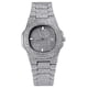 thumbnail image 1 of EeaseMX Reloj de pulsera de circonita para hombre, reloj de diamantes de imitación, reloj de cuarzo de moda, reloj de pulsera de hip hop plateado, 1 of 7