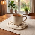thumbnail image 2 of SLYNSHome Cotton Linen Insulation Mat, Woven Braided Heat Pad for Kitchen Countertop and Dining Table, Decorative Non-Slip Coaster for Hot Cups Pots and Cookware,16cm, 2 of 5