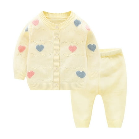 

Girls Sweat Outfits Blanket Set for Baby Girl Toddler Kids Baby Girls Long Sleeve Love Print Sweater Cardigan Coat Solid Pant Trousers Set 2PCS Sweatsuit Set