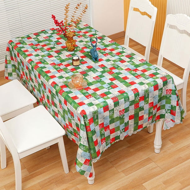 Mantel rectangular navideño de 1,5 x 1,8 m, lavable a máquina, de microfibra, decorativo, para banquetes y fiestas.
