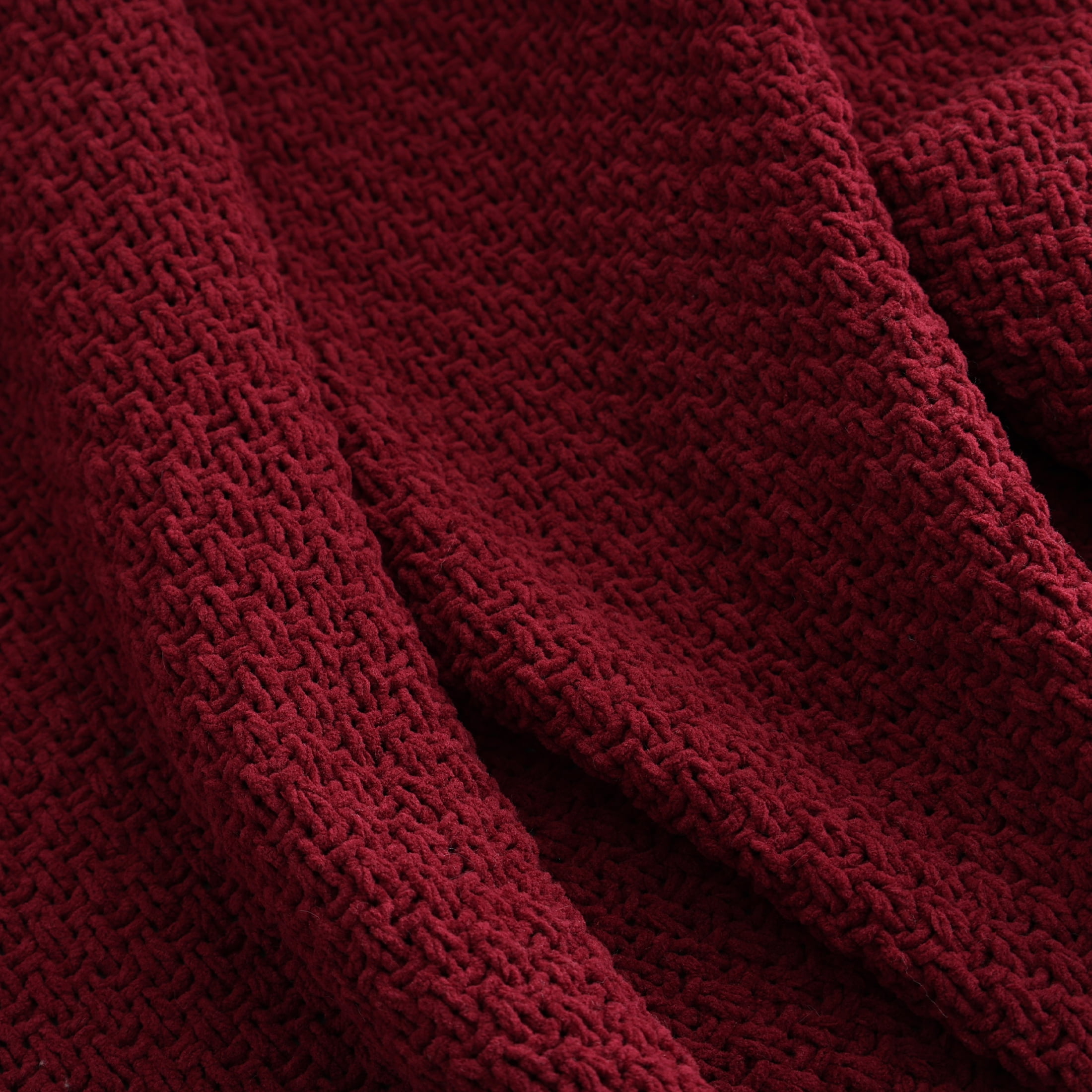 Better Homes & Gardens Chenille Knit Super Soft Oversized Throw Blanket, Merlot Wine