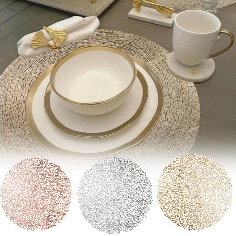 Cdar Round Placemats and coasters Dining Table Set Chargers Washable