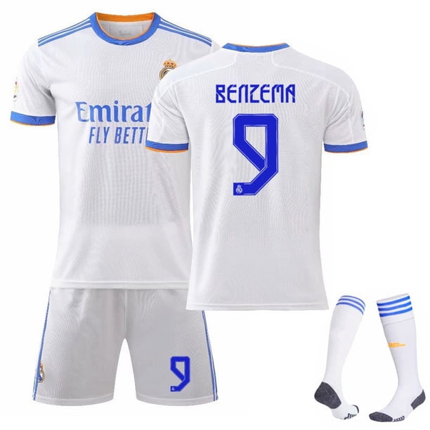 21-22 Real Madrid Home, No. 9 Benzema Jersey Kit de fútbol Kit de fútbol, talla 22