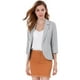 thumbnail image 1 of Blazer De Solapa Con Muescas Y Mangas 3/4 A Rayas Para Mujer gris M, 1 of 6
