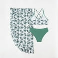 thumbnail image 4 of XZNPDUCQ Girls Swimsuit Bathing Suits Bikini Set 3 Piece Girls' Swimwear Bathing Suit With Cover Up Skirt Swimming Suit For Girls 12-13 Years Green, 4 of 7