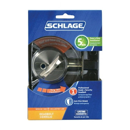 UPC 043156171163 product image for Schlage B60NV619 Satin Nickel Single Cylinder Deadbolt | upcitemdb.com