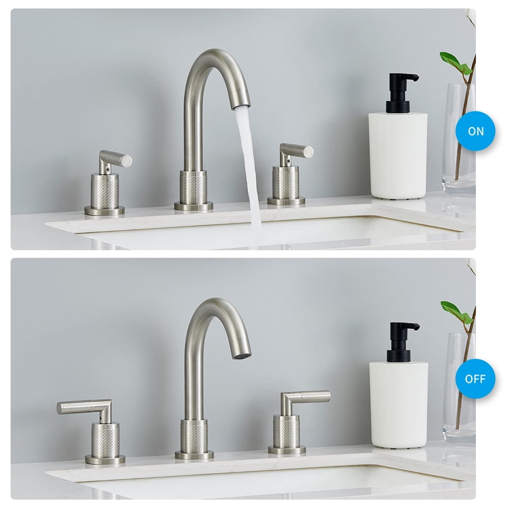 Tcbosik 8inch Bathroom Faucet, 2 Handle Sink Faucet, 3 Hole 360° Swivel Spout Modern Sink Basin Faucet for Lavatory Washroom, Brushed Nickel