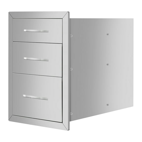 Stainless Steel Outdoor Kitchen Cabinets - 14x20x23" 3-Layer Drawers - Courtyard Storage - Weather Resistant