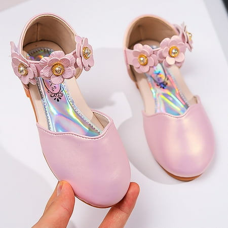 

Huilaibazo Girls Sandals Baby Princess Shoes Pearl Flower Sandals Dancing Shoes Pearl Bling Shoes Single Kids Shoes