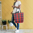 thumbnail image 4 of FORMRS Womens Canvas Tote Bag with Zipper Inner Pocket Shoulder Handbag, Red and Blue Pattern, 4 of 7