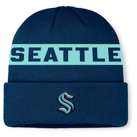 Men's Fanatics Deep Sea Blue Seattle Kraken Authentic Pro Rink Cuffed Knit Hat