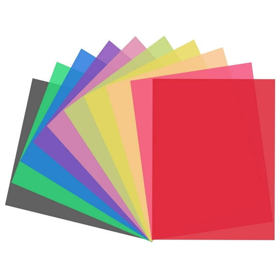 10 Pcs Color Correction Gel Light Filter, 8.5 x 11 Inches Colored Plastic Sheets Overlays, Transparency Photography Gels Film for Video Photo Studio Landscape Lamp, 10 Colors