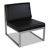 Alera Ispara Series Armless Chair, 26.38" x 31.13" x 30", Black Seat/Black Back, Silver Base -ALERL8319CS