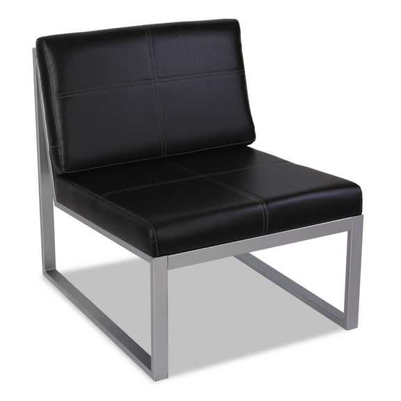 Alera Ispara Series Armless Chair, 26.38" x 31.13" x 30", Black Seat/Black Back, Silver Base -ALERL8319CS