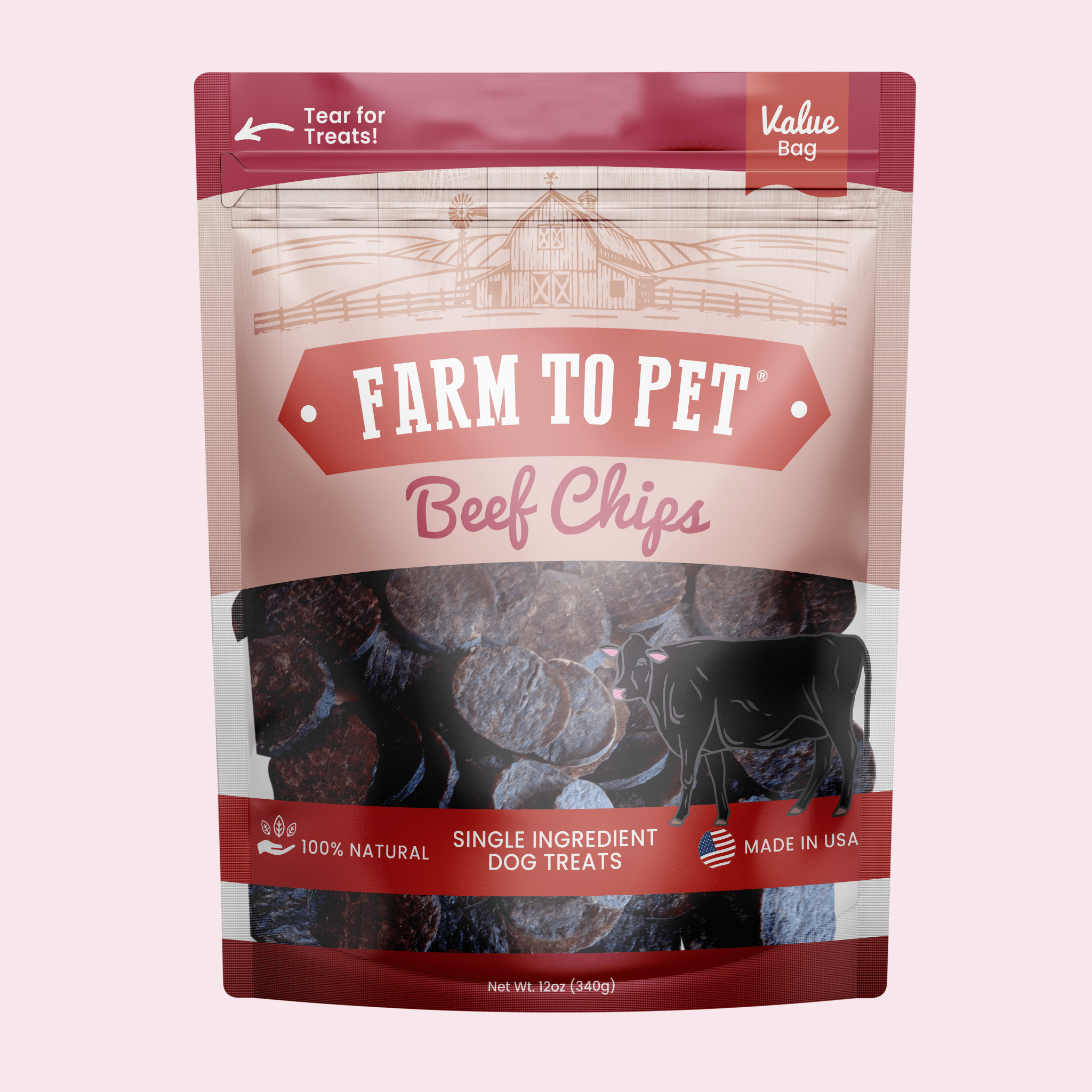 Farm To Pet Beef Chips Crunchy Dog Treats, 12 Oz photo 1