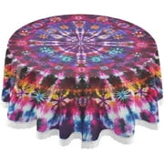Table Cloth Cotton Line Table Cover Nordic Twill Round Tablecloth Washable Dining Decorative for Holiday Home Christmas Party Picnic (Colorful Tie Dye Mandala)…