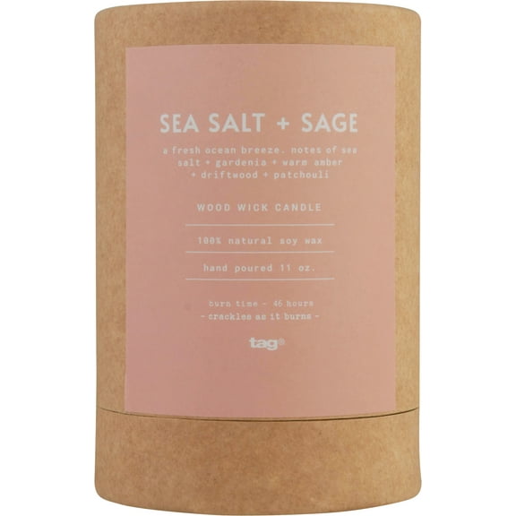 TAG Wood Wick Candle, Sea Salt   Sage