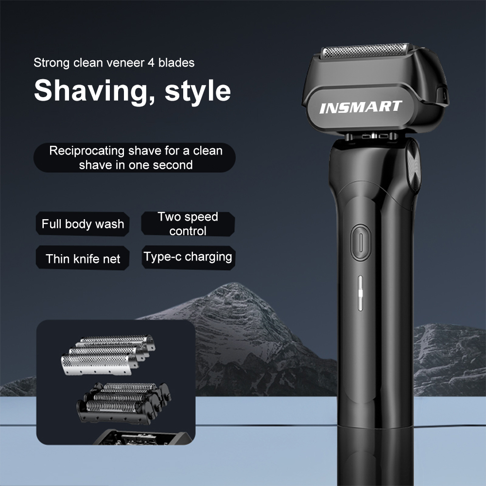 INSMART Electric Razor,Electric Razor for Men,4-Blade Foil Shaver Electric Shaver for Men Face Clean Shave,Rechargeable Mens Razor Waterproof Electric Razors for Men Shaving Cordless Shaver