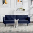 thumbnail image 3 of BSHTI 76.8 inch Futon Sleeper Sofa Couch,Polyester Blend Upholstery Convertible Futon Sofa Couch,for Home,Office,Guest Room Dark Blue, 3 of 13