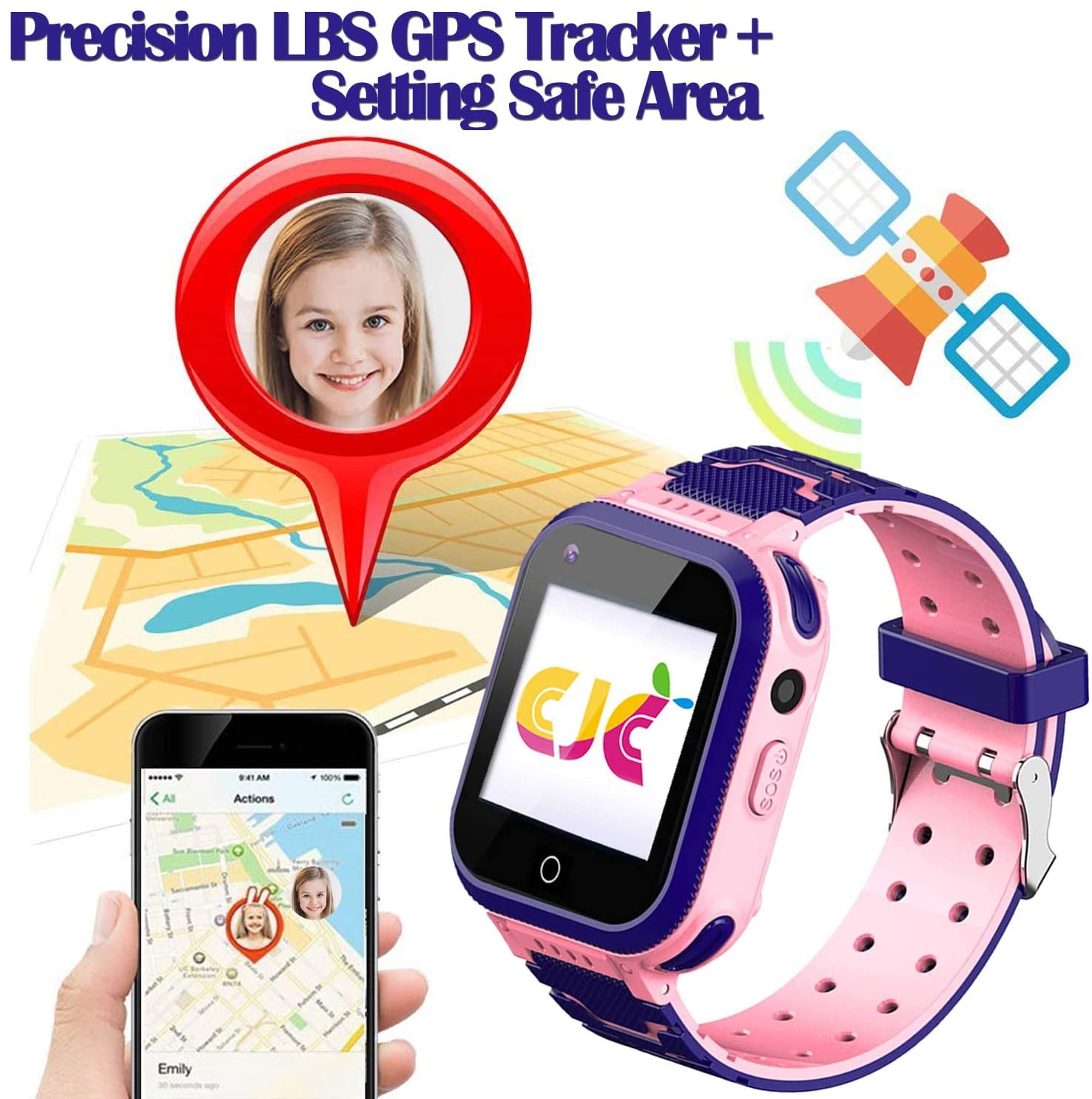 Wonlex 4G Kids Smartwatch with SIM Card, GPS Smart Watch for Kids, 1.4  Touch Screen Phone Watch with Video Calls, Voice Chat, SOS, Camera,  Pedometer