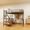 thumbnail image 2 of Yoneston Full Size Loft Metal Bed Frame with Built-in Charging Station and LED Lighting for Bedroom and Dormitory, Black, 2 of 7