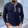 thumbnail image 4 of Camisetas Henley de Larga Raglán para Hombre, Informales, Ajustadas y A . Azul Real S, 4 of 6