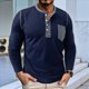 thumbnail image 4 of Camisetas Henley de Larga Raglán para Hombre, Informales, Ajustadas y A . Azul Real M, 4 of 6