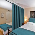 thumbnail image 2 of Cortina opaca de lino de 96 pulgadas de largo para dormitorio/sala de estar, aislamiento térmico, ojales, aspecto de lino, cortinas de ventana con efecto de arpillera con textura primitiva, 1 panel, color marfil, azul egeo, 100 x 96 pulgadas, 2 of 5