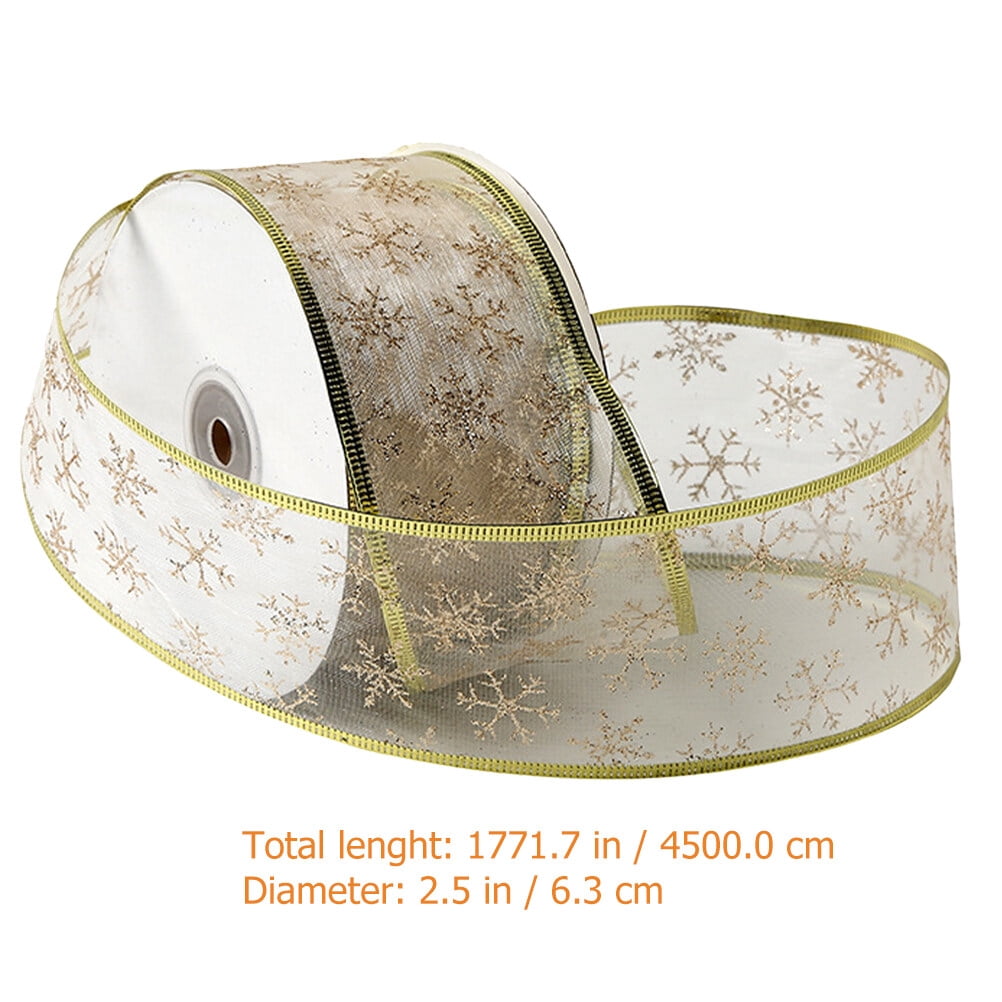 FOMIYES Golden Christmas Ribbon for Decor Glitter Holiday Tree Decoration Roll