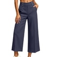thumbnail image 3 of Oksale Gaucho Pants for Women with Pockets Wide Leg Capris Stretch High Waisted Capri Golf Pants Cropped Trousers Navy S, 3 of 7