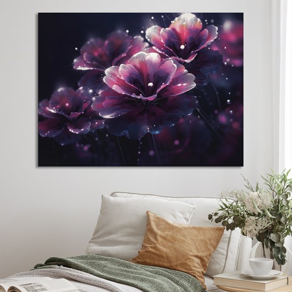 DESIGN ART Designart "Purple Serene Magnolias I" Floral Magnolias Canvas Print 44 in. wide x 34 in. high