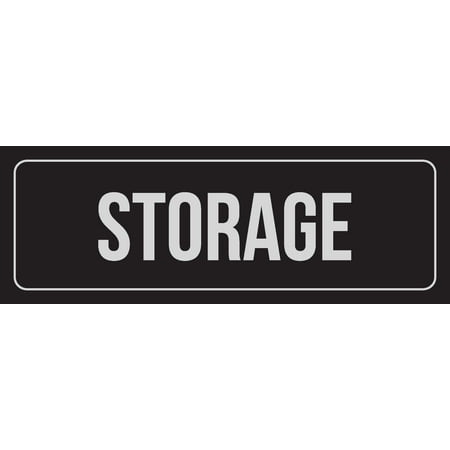 Office Decor Stores Black Background With Silver Font Storage Office Business Retail Outdoor & Indoor Metal Door Sign, 3x9 Inch ()