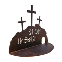 KCEHTA He Is Risen Empty Tomb Easter Decorations Wooden Easter Resurrection Scene Home Table Decor