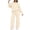 Beige women two piece lounge set a1, variant on Women Two Piece Sets Round Neck Long Sleeve Pullover Tops Wide Leg Pants Casual Loungewear Matching Outfits Solid Basic Loose Lounge Set, White XL