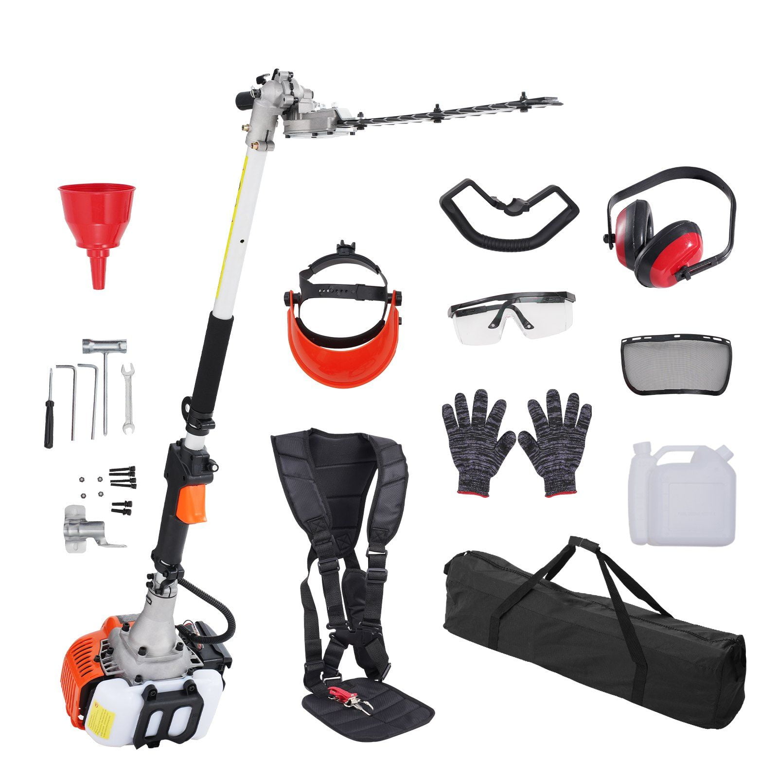 15.7-inch 26CC 2 Cycle Gas Hedge Trimmer, Gas Powered Pole Hedge Trimmer with Dual Sided Dual Action Blade, 270° Adjustable Trimmer Head, Suitable for Trimming Shrubs, Bushes