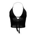 thumbnail image 5 of Wang6 Women’s Y2k Knit Cropped Cami Tops Sleeveless Tie Halter Neck Solid Color Camisole Tops Summer Trendy Crochet Tank Tops 0617liBlack S, 5 of 6